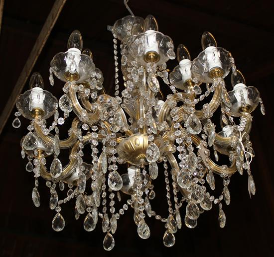 Sixteen branch cut glass ceiling chandelier